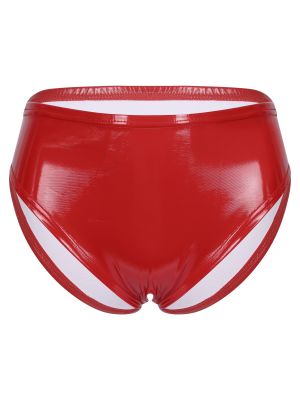 iEFiEL Womens Glossy Crotchless Patent Leather Panties Underwear Honeymoon Valentine's Day Gift