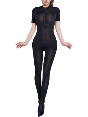 iEFiEL Womens Sexy See-Through Bodysuit Zipper Crotch Nightwear Honeymoon Gift