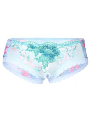 iEFiEL Mens Sissy Floral Embroidery Sheer Mesh Briefs Lace Trim Crotchless Underpants Underwear
