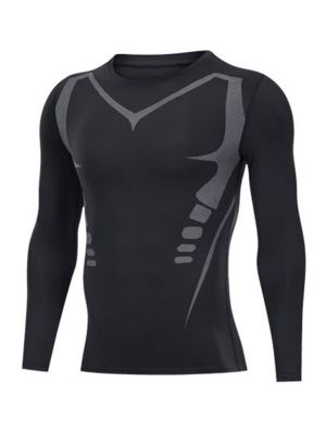 iEFiEL Mens Moisture-Wicking Rash Guard Tops Long Sleeve High Elastic Compression T-shirt for Sports Workout