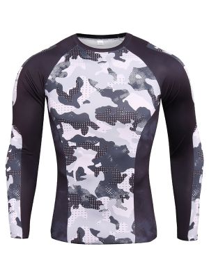 iEFiEL Mens Quick Dry Rash Guard Tops Camouflage Prints Compression T-shirt for Sports Workout