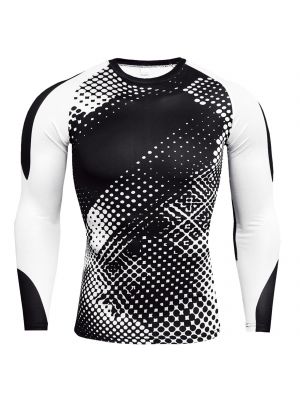iEFiEL Mens Fashion Prints Compression T-shirt Long Sleeve Moisture Wicking Rash Guard Tops for Sports Swim