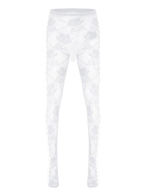 iEFiEL Mens  Sissy Hollow Out Semi See Through Pantyhose Bulge Pouch Leggings Nightwear