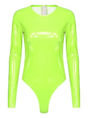 iEFiEL Womens Patent Leather Bodysuit Wetlook High Cut Leotard Catsuit Clubwear