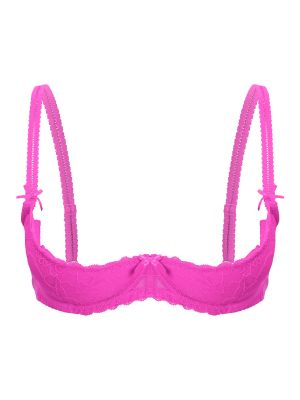 Women 1/2 Cup Push Up Underwire Lace Bra Adjustable Strap Sponge Padded Brassiere