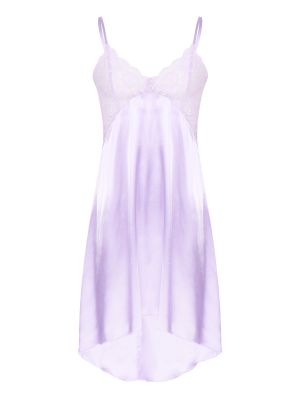 Men Sissy Cross-Dressing Lace Satin Nightdress Irregular Hem Dress Sleepwear
