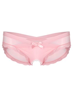 iEFiEL Mens Sissy See-Through Mesh Crotchless Briefs Low Rise Lace Trim Underpants Cross-Dresser Underwear