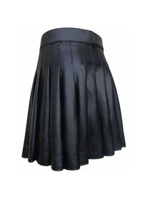 iEFiEL Mens Faux Leather Pleated Skirt Cross-Dresser Costume Adjustable Buckle High Waist Skirt for Club Party