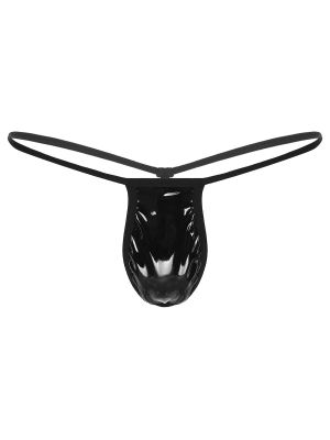 Men Wetlook Patent Leather Bulge Pouch G-string Bikini Thong Underwear