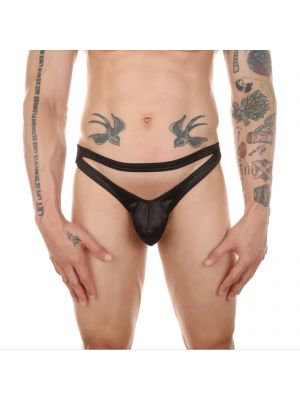 iEFiEL Mens Glossy Cutout Thong Underwear Low Rise Bulge Pouch G-string T-back Underpants