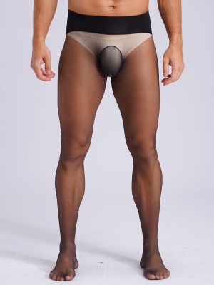Men Sexy Ultra-thin High Waist Seamless See-through Pantyhose