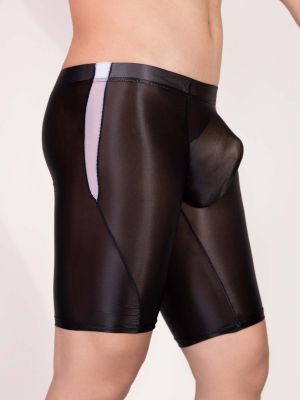Men Stretchy Thin Sheer Bulge Pouch Tights Shorts