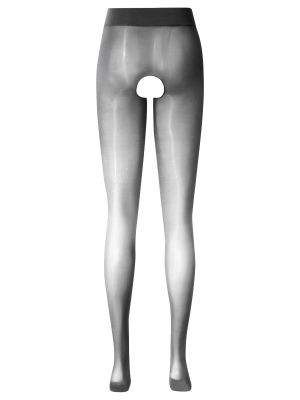 Women Glossy Crotchless High Waist Seamless Footed Pantyhose