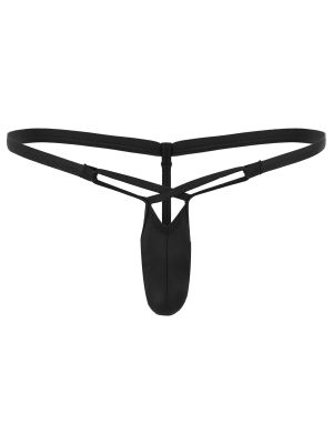 Men Sexy Ice Silk Thin Solid Color Bulge Pouch T-back G-string