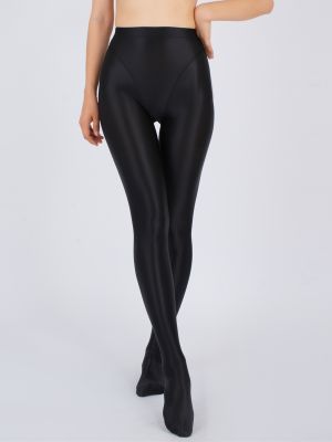 Women Glossy Solid Color Footed Leggings