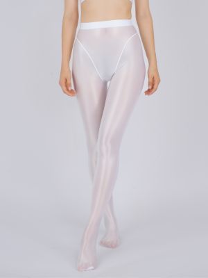 Women Glossy Solid Color Footed Leggings