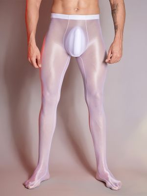 Men Glossy See-Through Bulge Pouch Tight Pantyhose