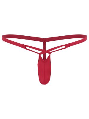 Men Sexy Ice Silk Thin Solid Color Bulge Pouch T-back G-string