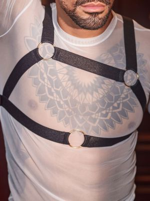 Men Hollow Out Harness Elastic O-rings Body Straps for Night Club Wear