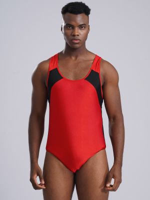 Men U Neck Sleeveless Wrestling Singlet Bodysuit Gymnastic Leotard