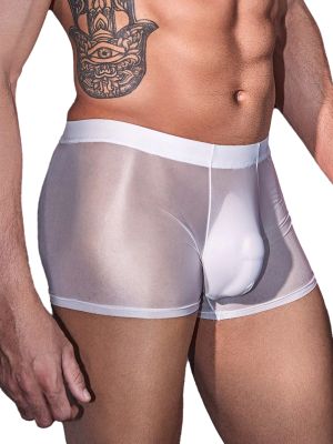 Men Oil Glossy Bulge Pouch Silky Shorts