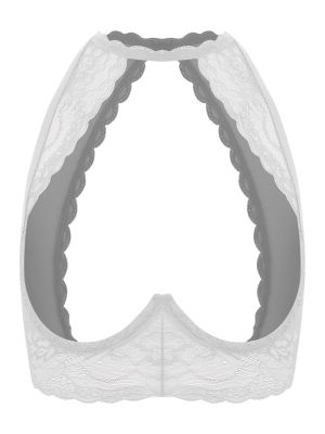 Women Hot Solid Color See-through Lace Crop Tops Hollow out Crop Top Bustier Bra