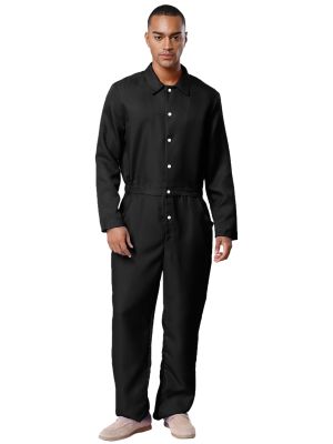 Adults Halloween Prisoner Cosplay Jumpsuit Long Sleeve Inmate Jail Uniform