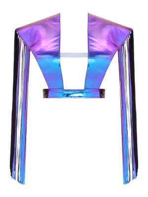 Unisex Metallic Shoulder Shrug Fringe Armor Shawl for Halloween Nightclub