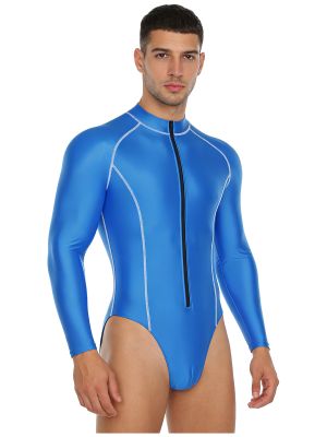 Men UV Protection Rash Guard Bodysuit Glossy Rash Guard for Beach & Nightlife