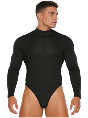 Men's Mock Neck Long Sleeve Bodysuit for Yoga, Dance, Workout & Clubwear
