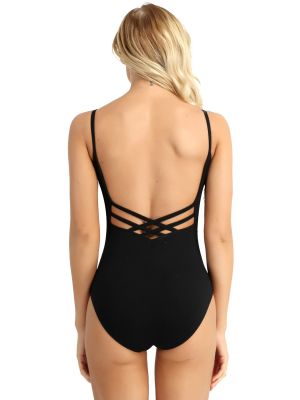 iEFiEL Womens Ballet Dance Wear Sleeveless Criss Cross Back Built In Bra Gymnastics Leotard