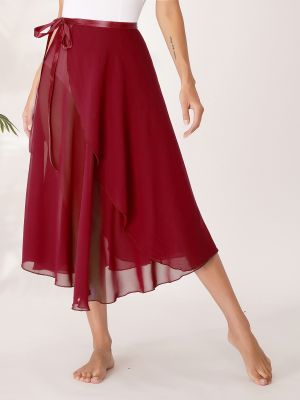 iEFiEL Women's Ballet Skirts Long Chiffon Lyrical Dance Skirts with Tie Waist