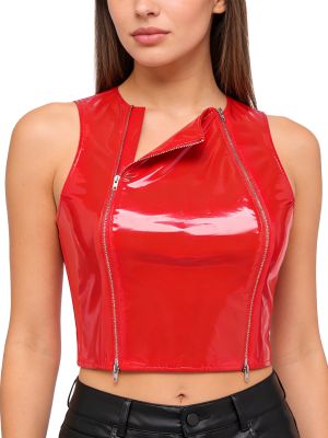 Women Corset Front Dual Zippers Crop Top Babydoll Vest Birthday Adult Lingerie