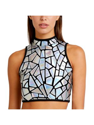 Women Bustier Underwire Vest Sequins Top Front Clubwear Metallic Party Adult