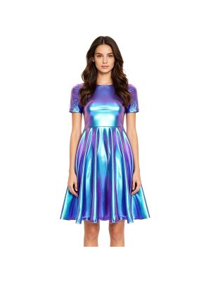 Women Costume Music Festival Dancewear Sparkly Dress A-line Metallic Clubwear