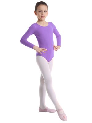 iEFiEL Kids Girls Classic Long Sleeves Cotton Ballet Dance Gymnastic Leotard Athletic Unitard