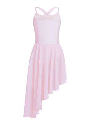 iEFiEL Kids Girls Chiffon Irregular Ballet Lyrical Dance Dress  Sleeveless Gymnastics Tutu Leotard Ballerina Costume Dancewear