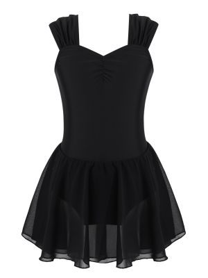 iEFiEL Kids Girls Sleeveless Straps Ballet Dance Dress Ballerina Tutu Skirted Leotard Lyrical Contemporary Dancing Outfits 