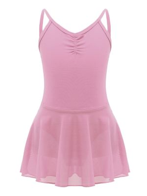 iEFiEL Kids Girls Camisole Ballet Dance Dress Strap Hollow Back Gymnastics Tutu Skirted Leotard Ballerina Costume Dancewear
