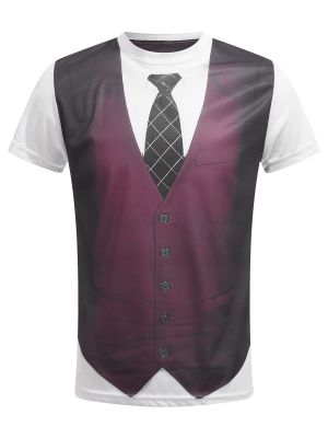 Men's Fake Two-Piece 3D Print Short Sleeve T-Shirts