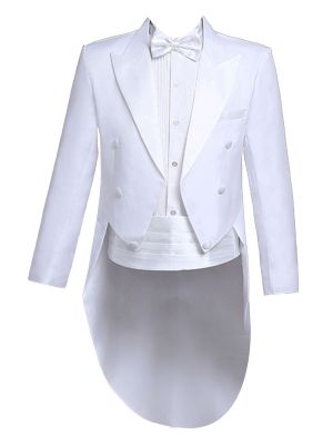 Men's 4Pcs Slim Fit Suit Set Double-breasted Lapel Blazer Formal Suit