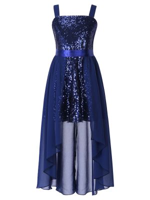 iEFiEL Kids Girls Sleeveless Shiny Sequin Chiffon Flower Girl Dresses Junior Bridesmaid Dress Dance Ball Maxi Gown
