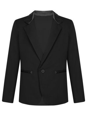 IEFIEL Boys Formal Blazer Suit Jacket Lapel Long Sleeve One-Button Outwear Fake Pockets Coats