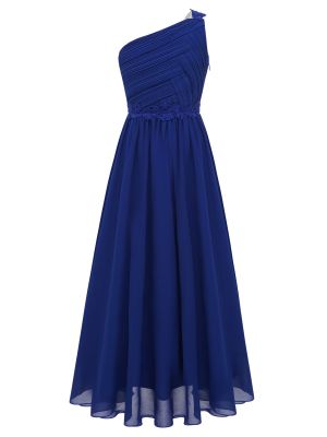 iEFiEL Girls Long Lace Bridesmaid Dress One Shoulder Full Length Maxi Pageant Ball Gowns Wedding Party Dresses for Kids