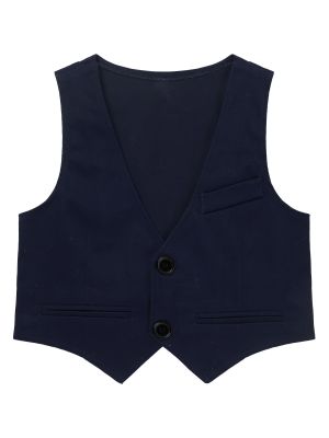 iEFiEL Kids and Boys V Neck Single-Breasted Formal Suit Vest Gentleman Wedding Birthday Party Suits Waistcoat 