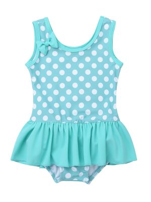 IEFIEL Kids Girls One-piece Sleeveless Polka Dots Ruffles Swimsuit Swimwear Bathing Suit