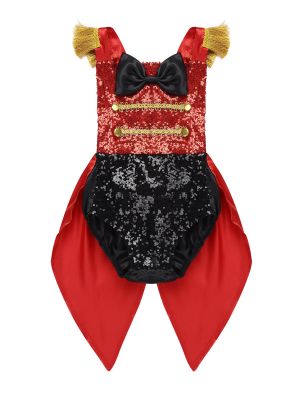 IEFIEL Infant Baby Girls Showman Ringmaster Circus Costume Sleeveless Sequined Bowknot Romper for Halloween Cosplay Party