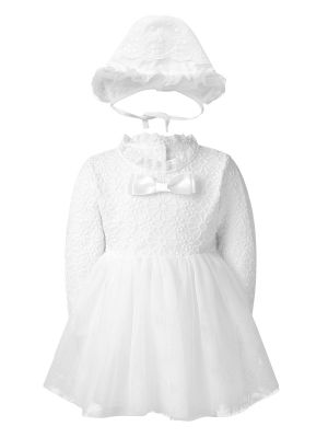 IEFIEL Baby Girls Embroideries Christening Dress Toddler Baptism Party Wedding Gown Outfit for Special Occasions
