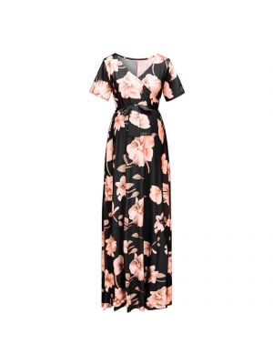 iEFiEL Maternity Maxi Dress Women V Neck Short Sleeve Long Baby Shower Pregnancy Dresses