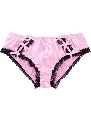Men Silky Satin Sissy Lace Bowknot Crossdressing Panties
